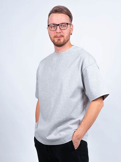 AR006-3 Футболка оверсайз серый меланж 365