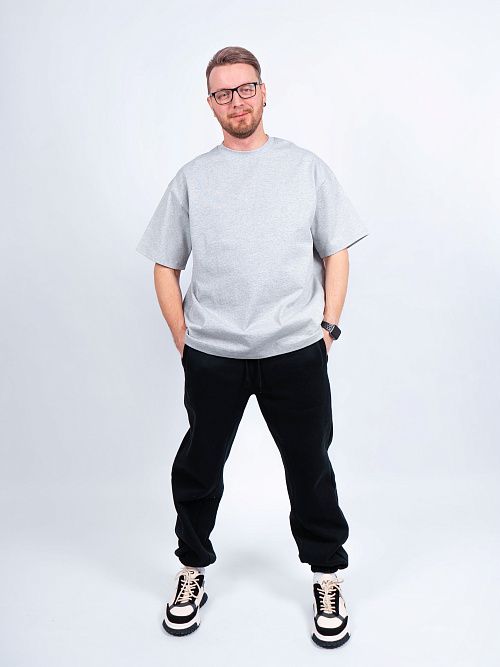 AR006-3 Футболка оверсайз серый меланж 365