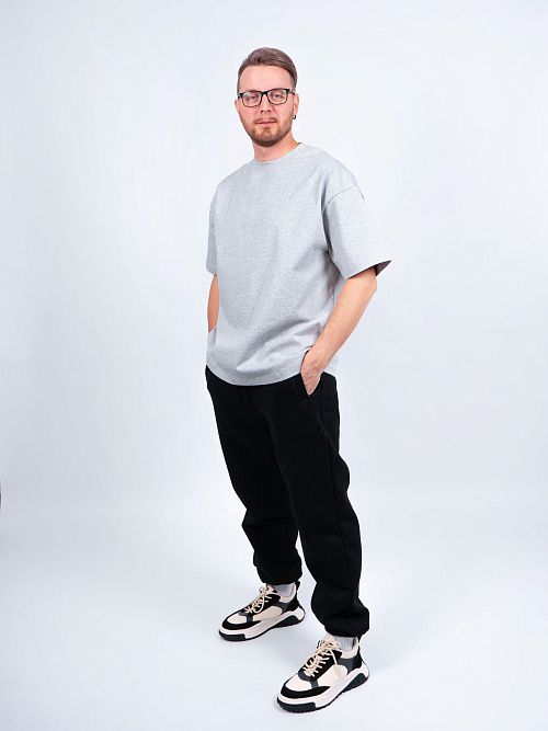 AR006-3 Футболка оверсайз серый меланж 365